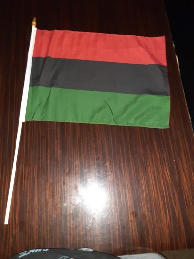 12x14 Red Black and Green Pan-African Flag with Stick